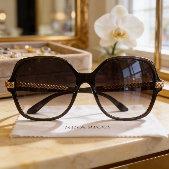 Nina Ricci Sunglasses Forest Green Frame and Gold Detailing - Picture 3 of 4